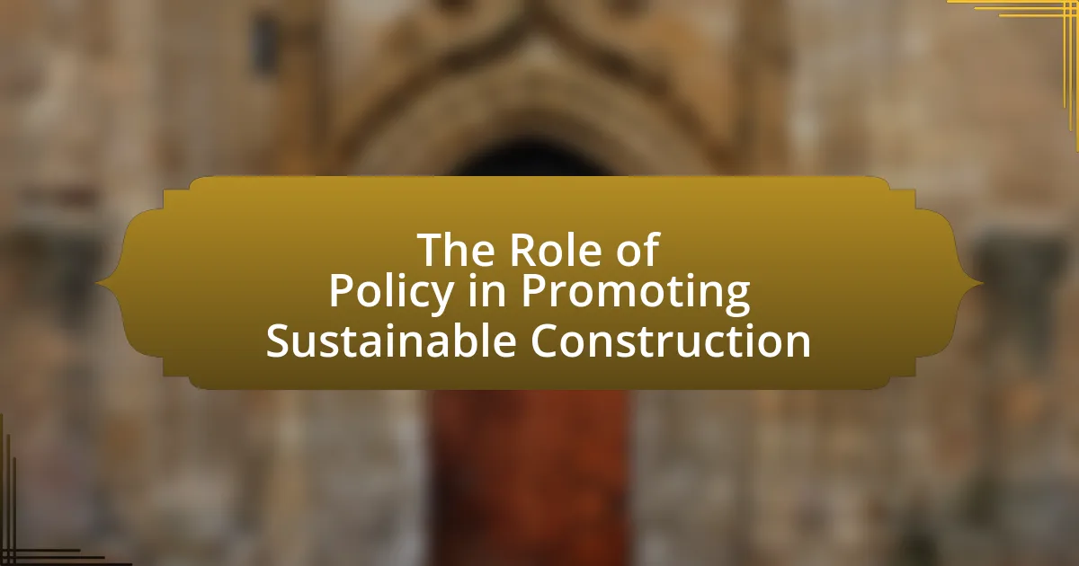 The Role of Policy in Promoting Sustainable Construction