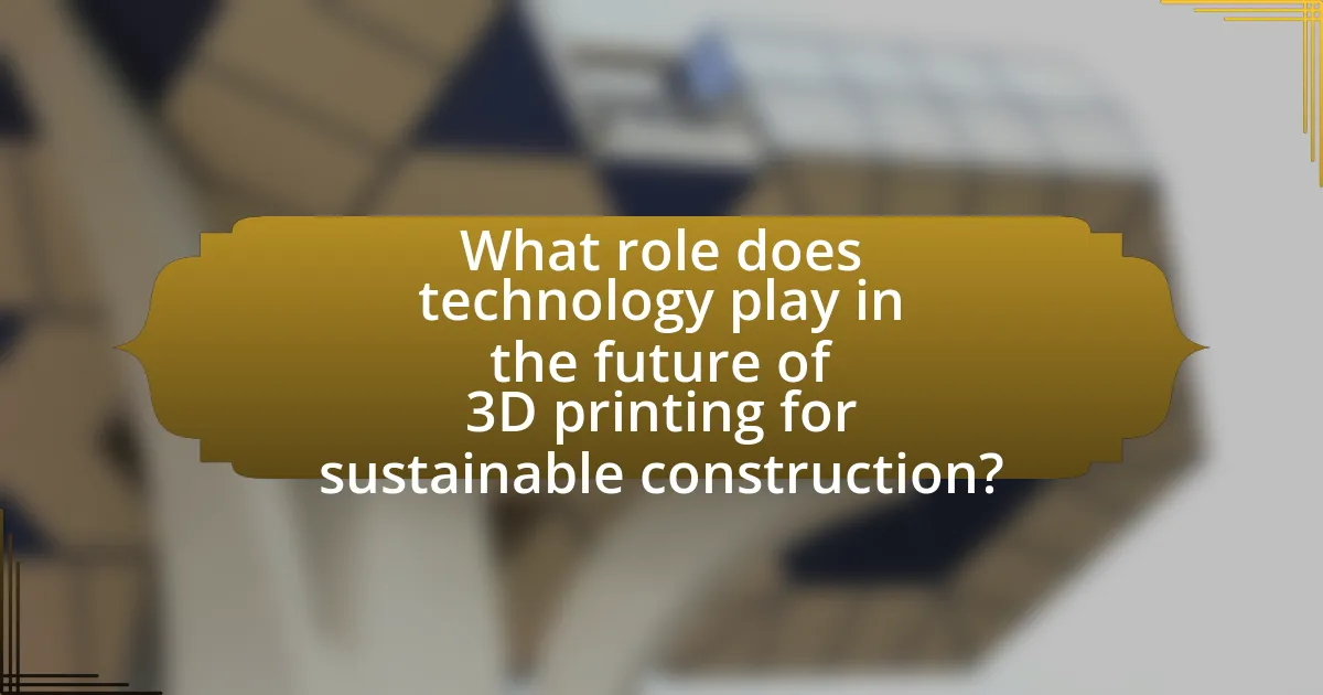 What role does technology play in the future of 3D printing for sustainable construction?